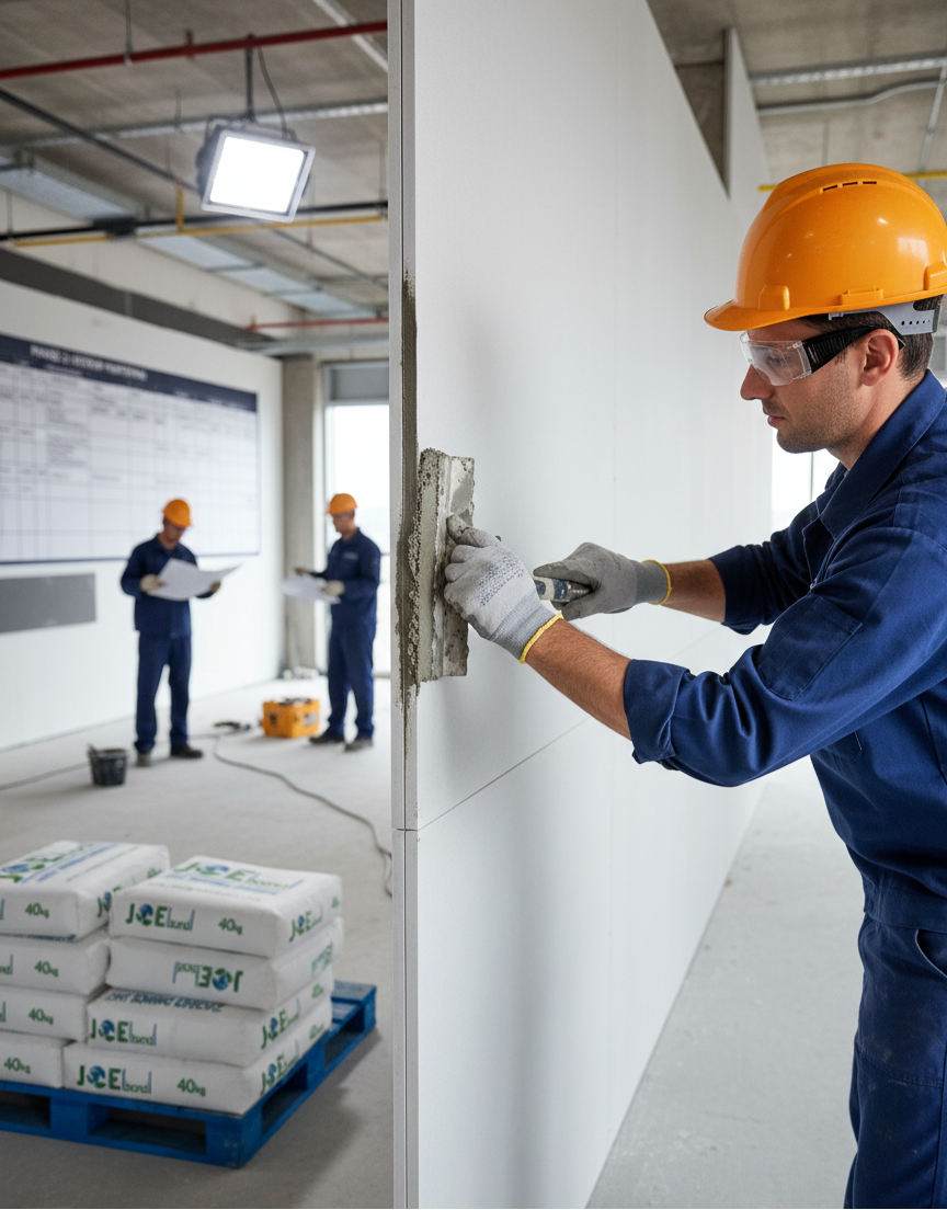 Partition Wall Installation in a New Office Building